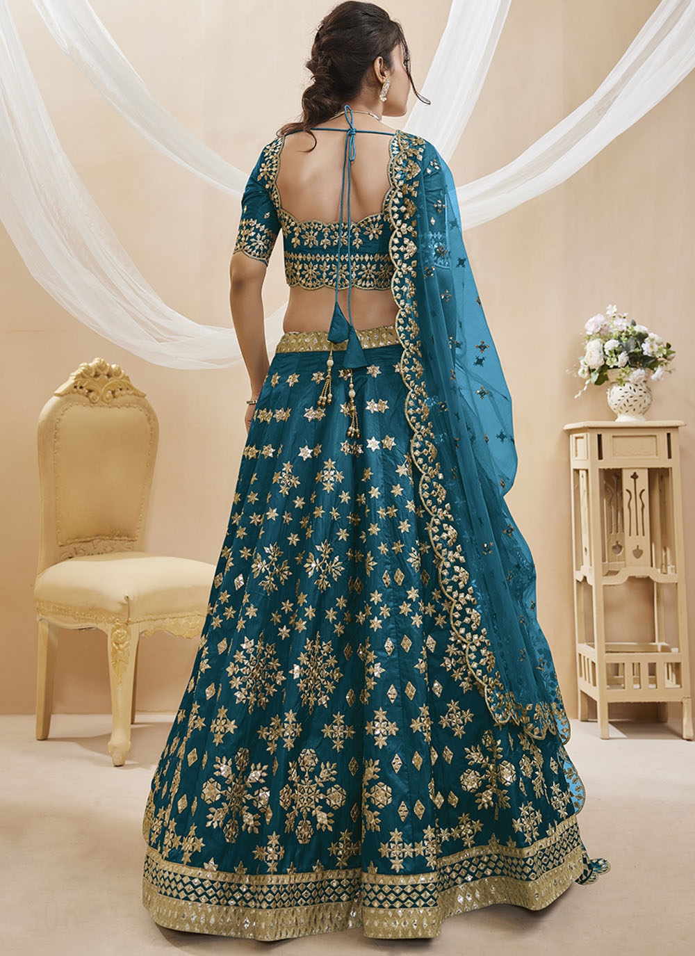 Blue  Art Silk Sequins Embroidered Lehenga Choli