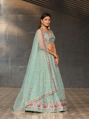 Sky Blue Georgette Sequins Embroidered Lehenga Choli