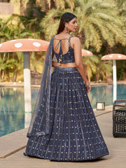 Grey Georgette Sequins Embroidered Lehenga Choli