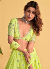 Neon Georgette Sequins Embroidered Lehenga Choli