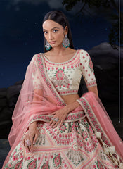 White Net Embroidered Lehenga Choli