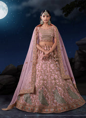 Light Pink Soft Net Embroidered Lehenga Choli