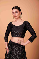 Black Silk Sequins Embroidered Lehenga Choli