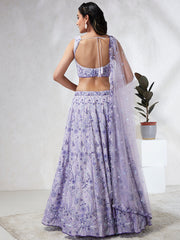 Lavender Georgette Sequins Embroidered Lehenga Choli