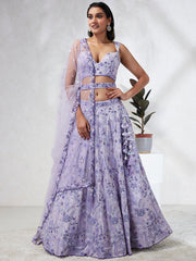 Lavender Georgette Sequins Embroidered Lehenga Choli