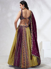 Elina Fashion Burgundy color Silk Chiffon Embroidery Work Lehenga Choli for Women