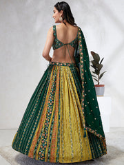 Elina Fashion Green color Silk Chiffon Embroidery Work Lehenga Choli for Women