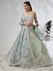 Elina Fashion Light Green color Silk Chiffon Embroidery Work  Lehenga Choli for Women