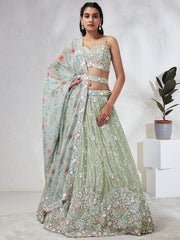 Elina Fashion Light Green color Silk Chiffon Embroidery Work  Lehenga Choli for Women