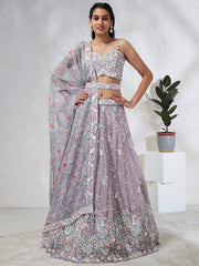 Elina Fashion Mauve color Silk Chiffon Embroidery Work Lehenga Choli for Women