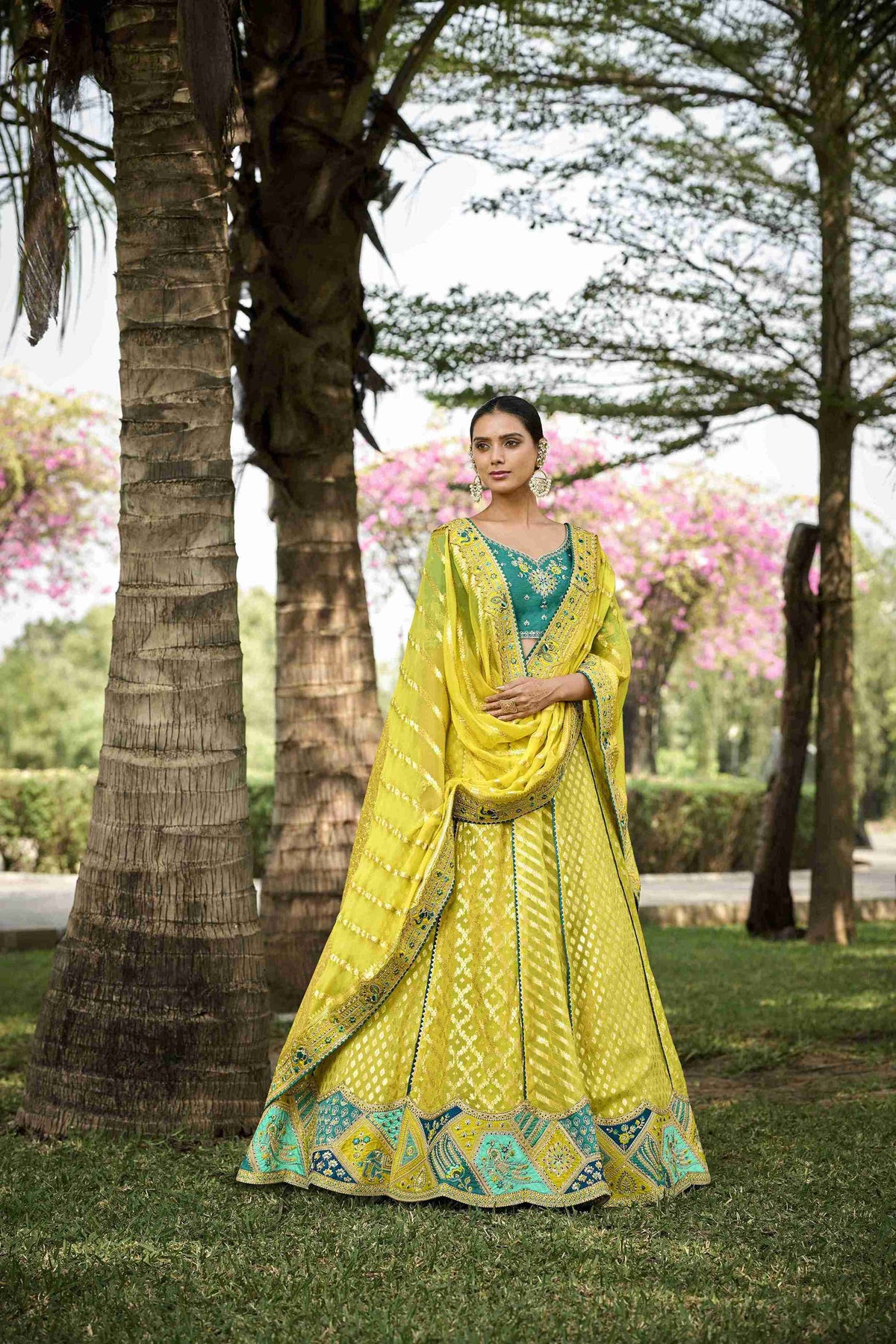 Rama Crepe Georgette Woven Embroidered Lehenga Choli