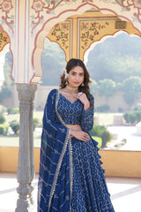 Blue  Faux Georgette Sequins Embroidered Lehenga Choli