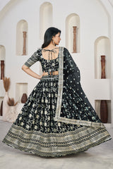 Black Dolla Silk Woven Zari Embroidered Lehenga Choli