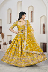 Yellow  Dolla Silk Woven Zari Embroidered Lehenga Choli