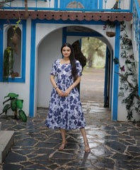 Blue Colored Faux Georgette Designer Digital Printed Kurti