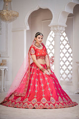 Elina Fashion Pink color Taffeta Silk Embroidery Work Lehenga Choli for Women