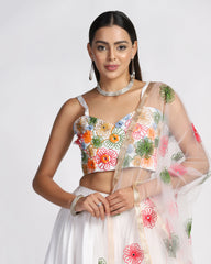 Elina Fashion White color Taffeta Silk Embroidery Work  Lehenga Choli for Women