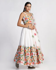 Elina Fashion White color Taffeta Silk Embroidery Work  Lehenga Choli for Women