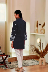 Navy Blue Rayon Chikankari Embroidery  Kurti