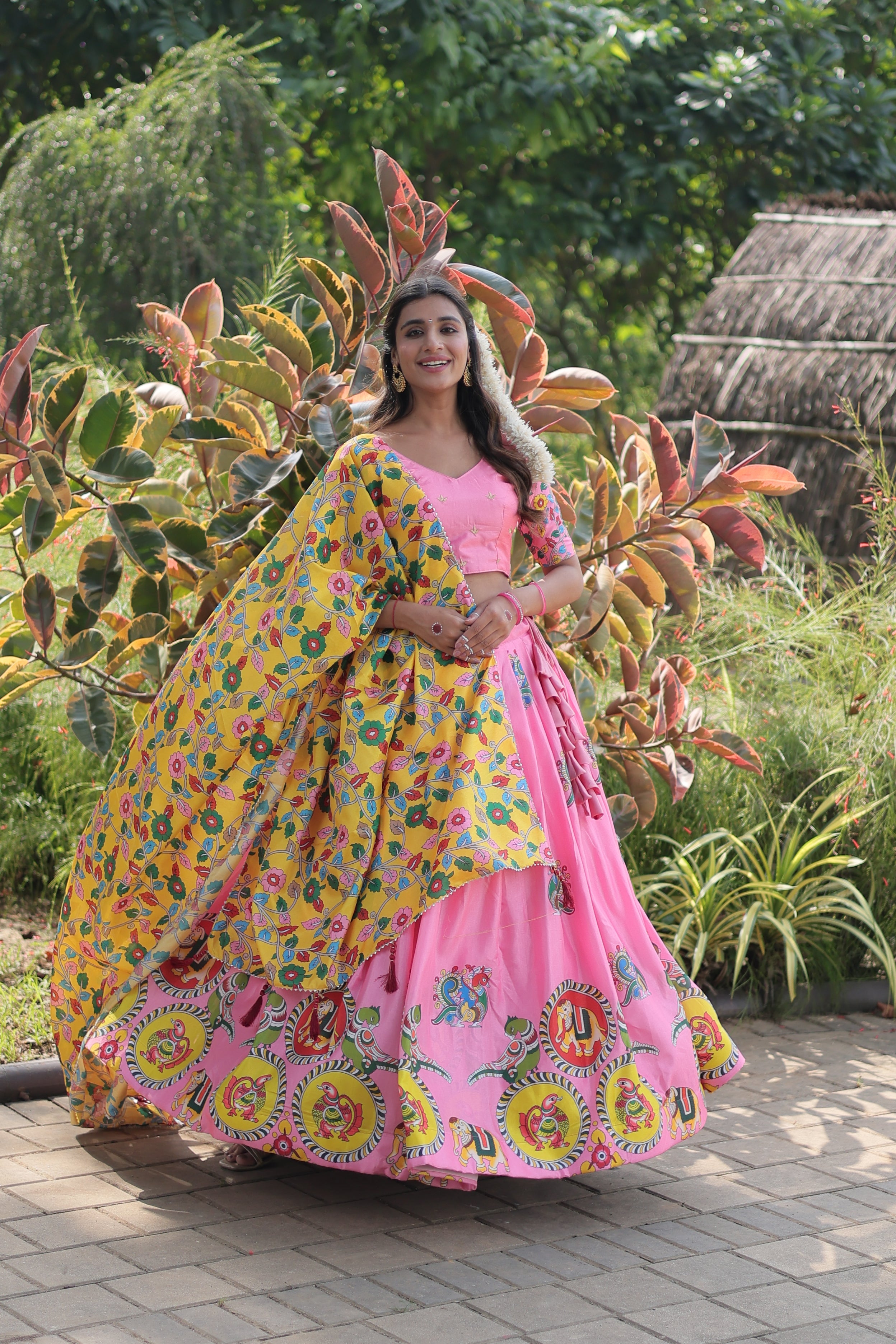 Elina Fashion Pink color Dolla Silk Embroidery Work  Lehenga Choli for Women