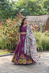 Elina Fashion Wine color Dolla Silk Embroidery Work Ready To Wear Lehenga Choli for Women