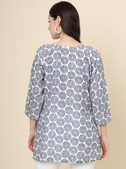 Grey Colored Cotton Printed  Tunic For Women