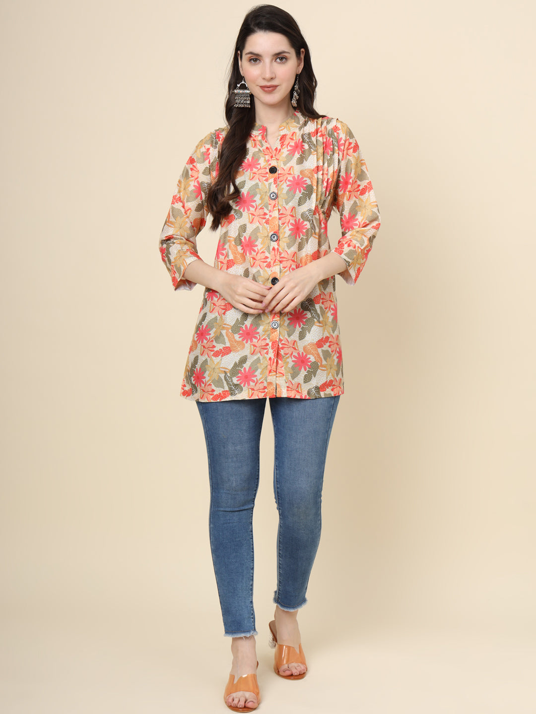 Multi Colored Cotton Printed  Tunic For Women