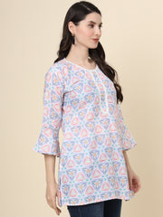 Multi Colored Cotton Printed  Tunic For Women