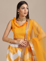 Elina Fashion Yellow color Banglory Silk Digital Printed Lehenga Choli for Women