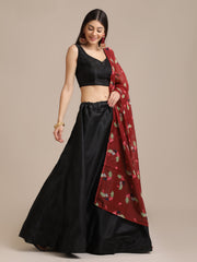 Elina Fashion Black color Banglory Silk Digital Printed  Lehenga Choli for Women