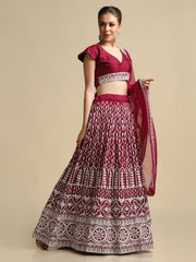 Elina Fashion Purple color Taffeta Silk Embroidery Work Lehenga Choli for Women