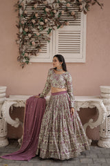 Elina Fashion Wine color Faux Georgette Embroidery Work Ready To Wear Lehenga Choli for Women