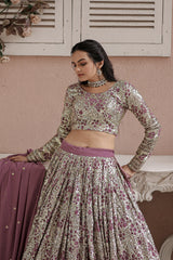 Elina Fashion Wine color Faux Georgette Embroidery Work Ready To Wear Lehenga Choli for Women