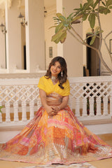 Elina Fashion Yellow color Russion Silk Digital Print Ready To Wear Lehenga Choli for Women