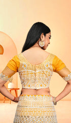 Elina Fashion Yellow color Net Embroidery Work Lehenga Choli for Women