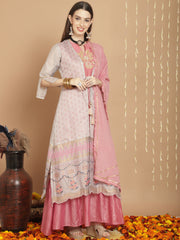 Grey Art Silk Embroidered Salwar Suit With Bottom Dupatta