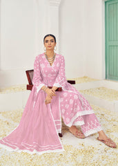 Pink Colored Cotton Embroidered  Lucknowi Salwar Suit