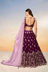 Burgundy Georgette Sequins Embroidered Lehenga Choli