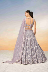 Mauve Georgette Sequins Embroidered Lehenga Choli