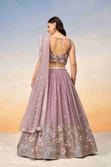 Mauve Georgette Sequins Embroidered Lehenga Choli