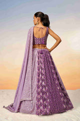 Lavender Chiffon Sequins Embroidered Lehenga Choli