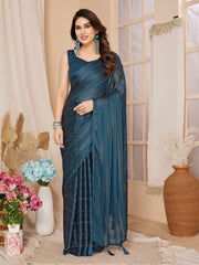 Teal Georgette Swarovski Ready to Wear Saree