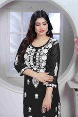 Black Rayon Chikankari Kurti With Pant