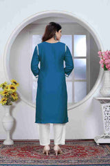 Morpich Rayon Chikankari Kurti With Pant