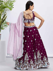 Navy Blue Georgette Embroidered Lehenga Choli