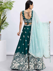 Green Georgette Embroidered Lehenga Choli