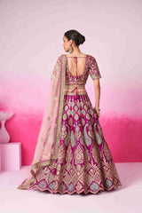 Burgundy Silk Coding Sequins Embroidered Bridal Lehenga Choli