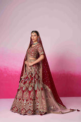 Red Silk Coding Sequins Embroidered Bridal Lehenga Choli