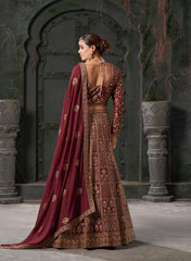 Maroon Georgette Codding Embroidered Bridal Lehenga Choli