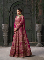 Pink Georgette Codding Embroidered Bridal Lehenga Choli